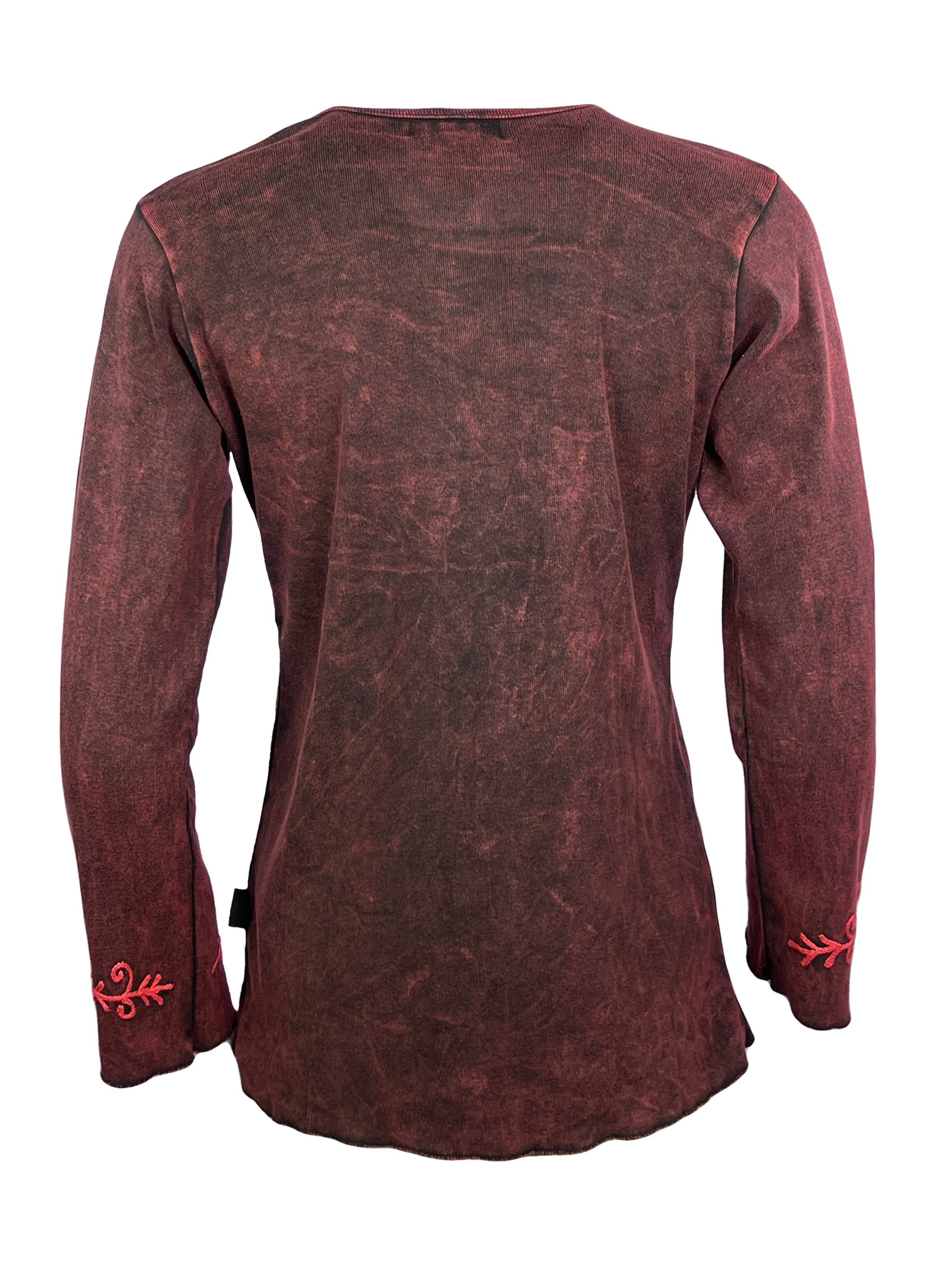 267 Bohemian Stonewashed Embroidered Stylish Tie dye Long Sleeve Shirt Blouse