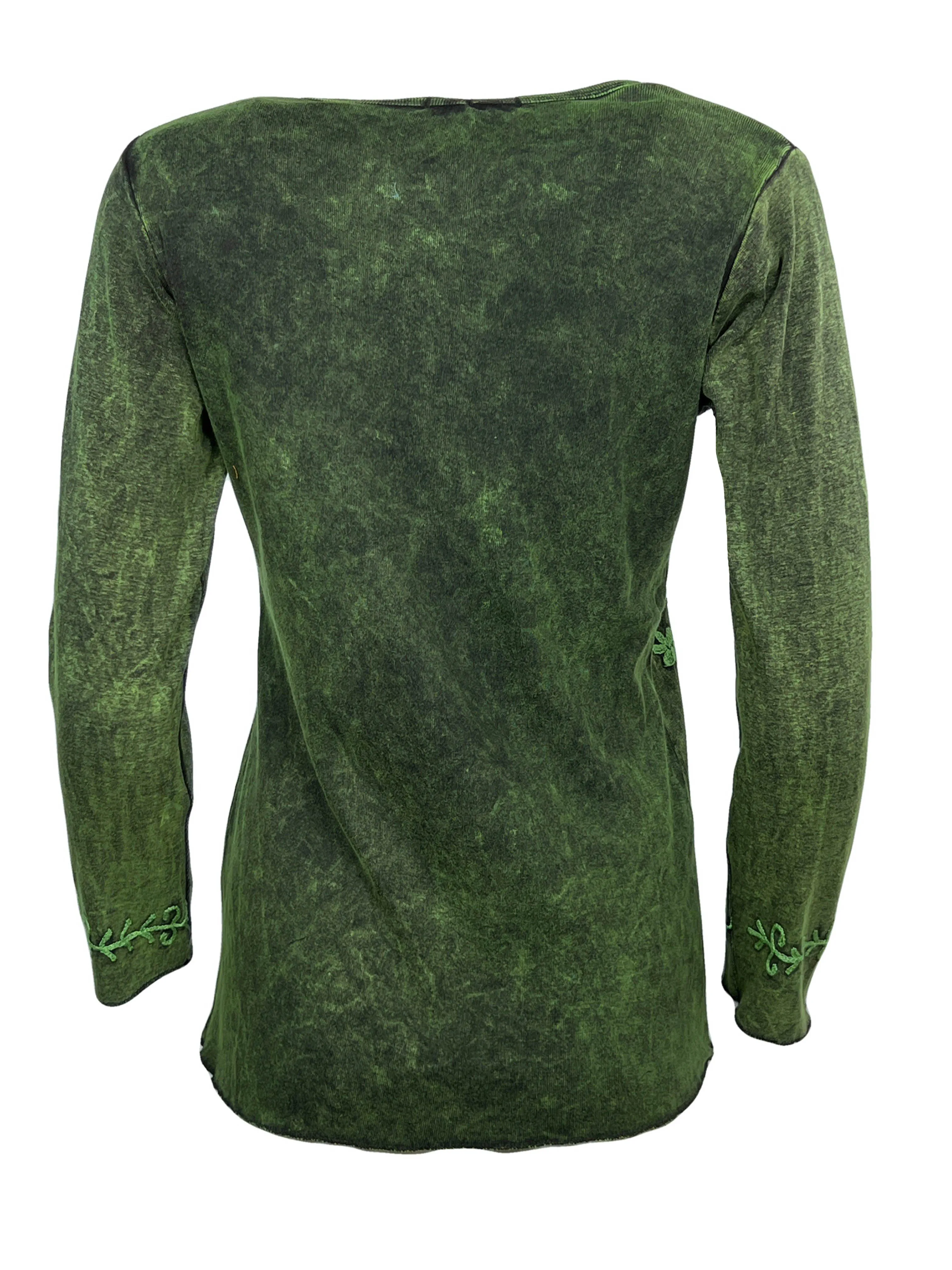 267 Bohemian Stonewashed Embroidered Stylish Tie dye Long Sleeve Shirt Blouse