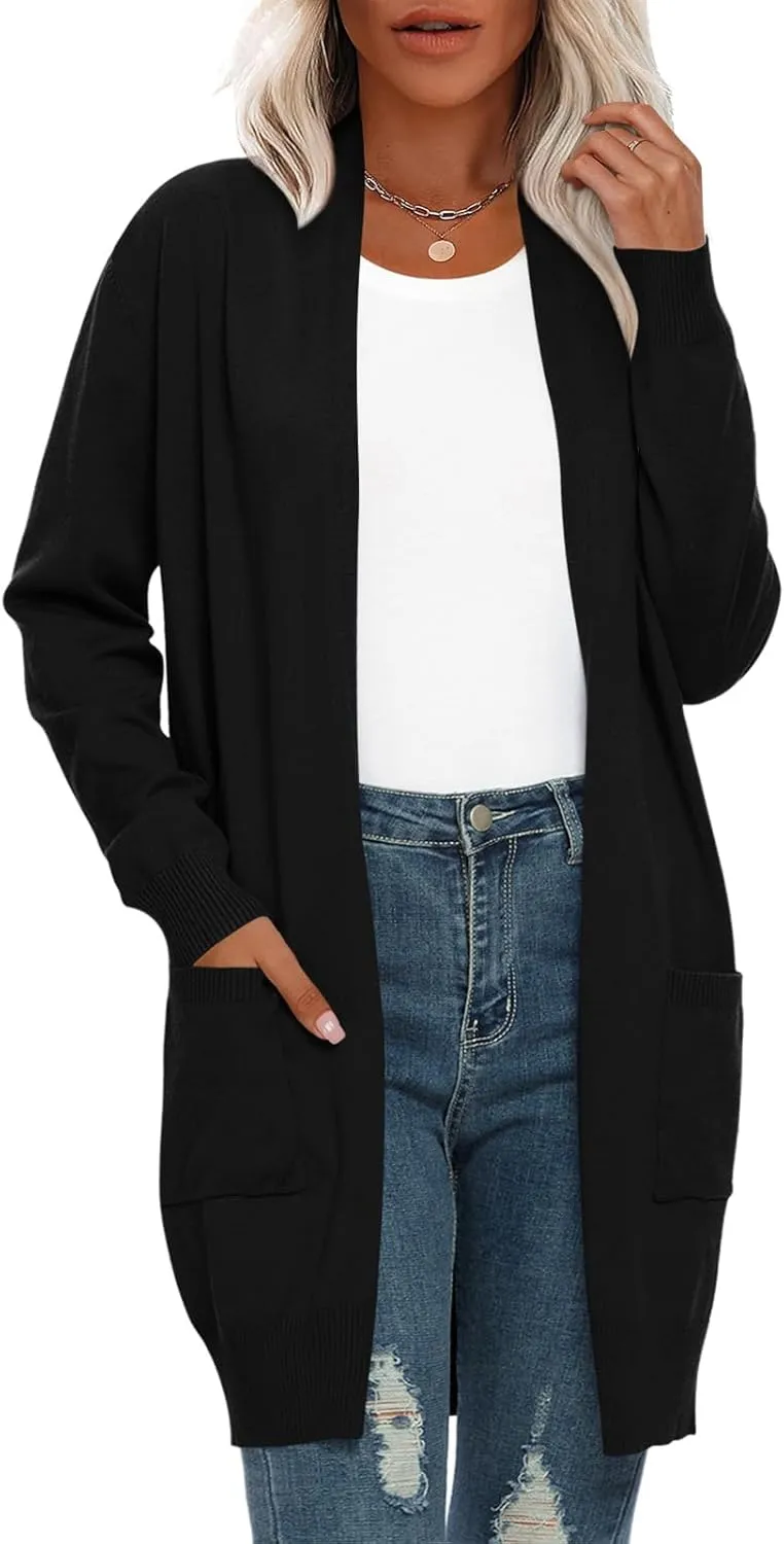 Anymiss Womens Lightweight Cardigan Sweaters Knit Kimono Oversized Soft Jackets with Pockets S-3X