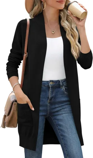 Anymiss Womens Lightweight Cardigan Sweaters Knit Kimono Oversized Soft Jackets with Pockets S-3X