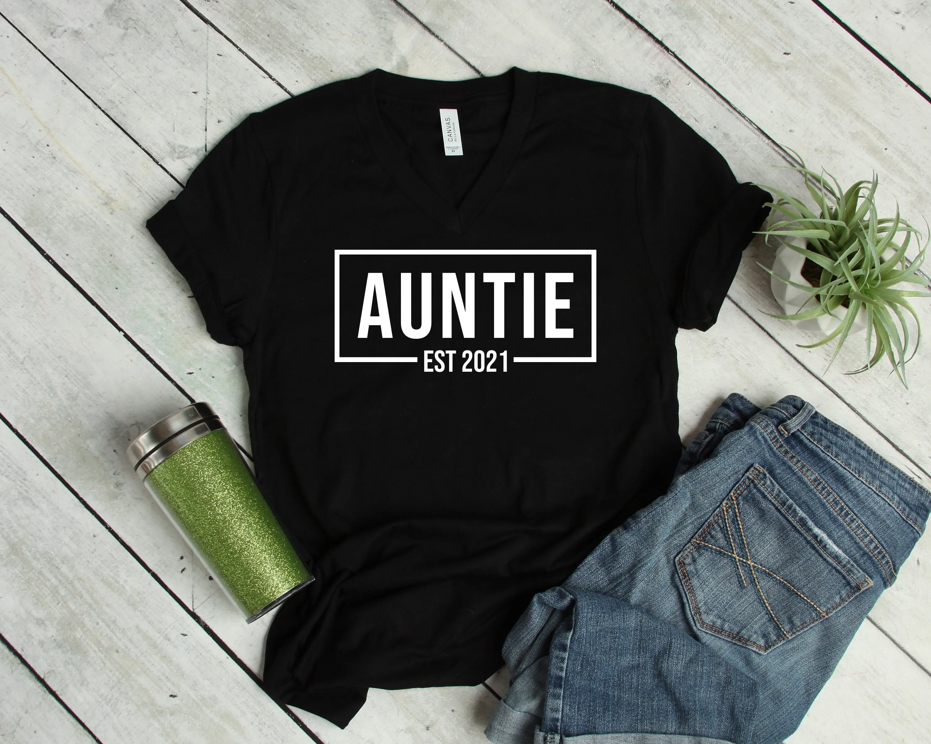 Auntie Established 2021 T Shirt - Baby Announcement - Auntie - God Mother