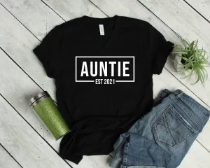 Auntie Established 2021 T Shirt - Baby Announcement - Auntie - God Mother
