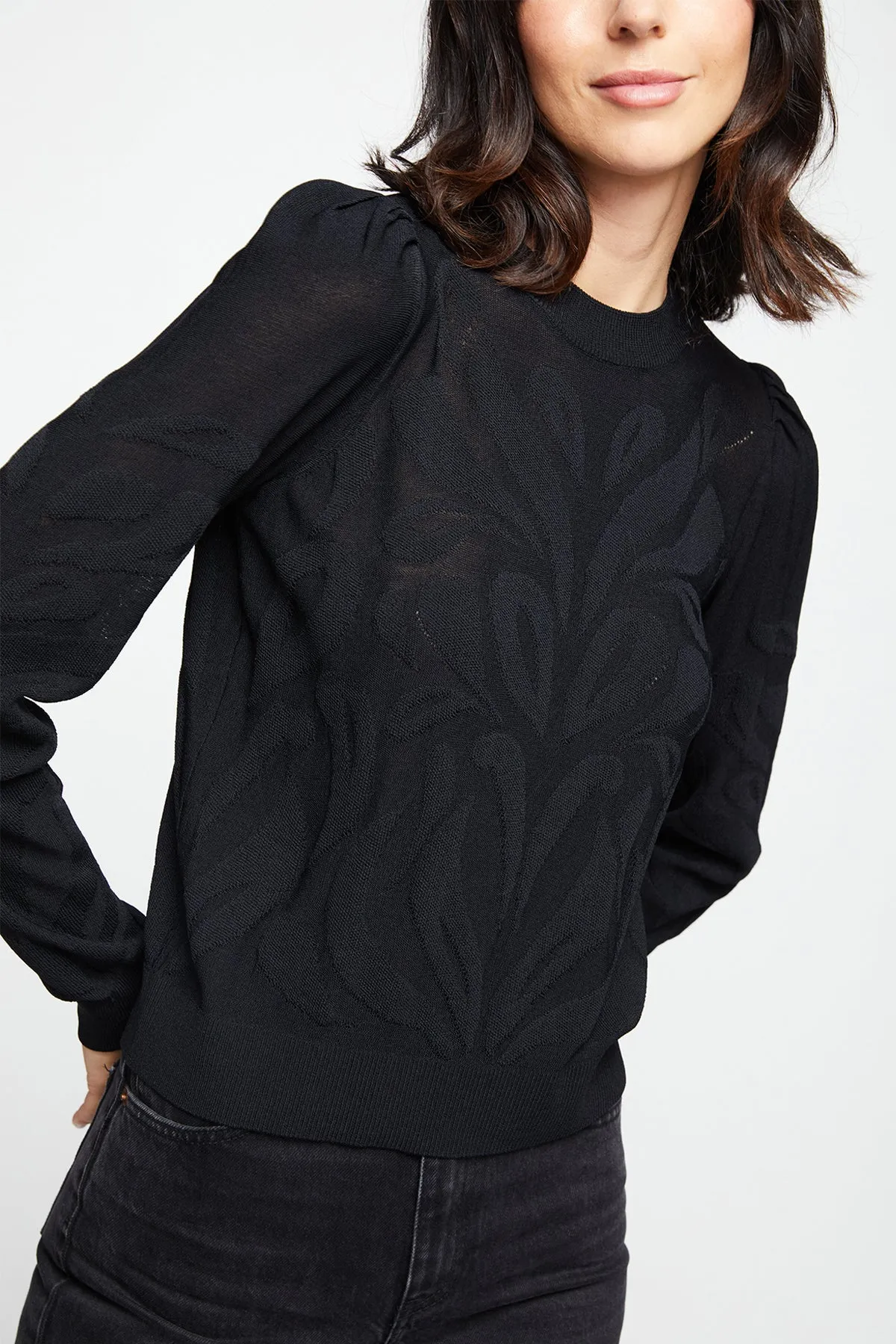 Bailey 44 Theodora Jacquard Crewneck Sweater In Black