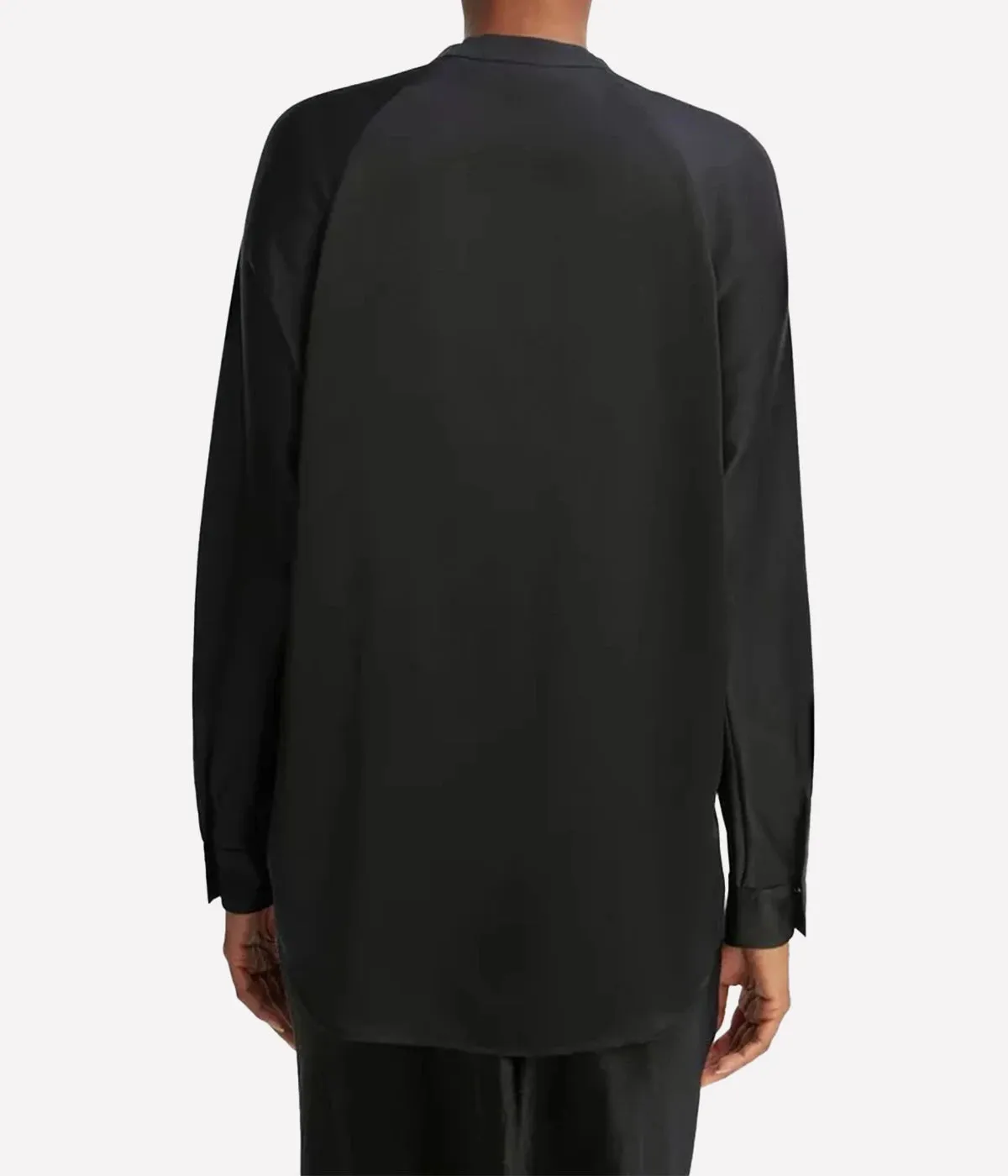 Band Collar Blouse in Black