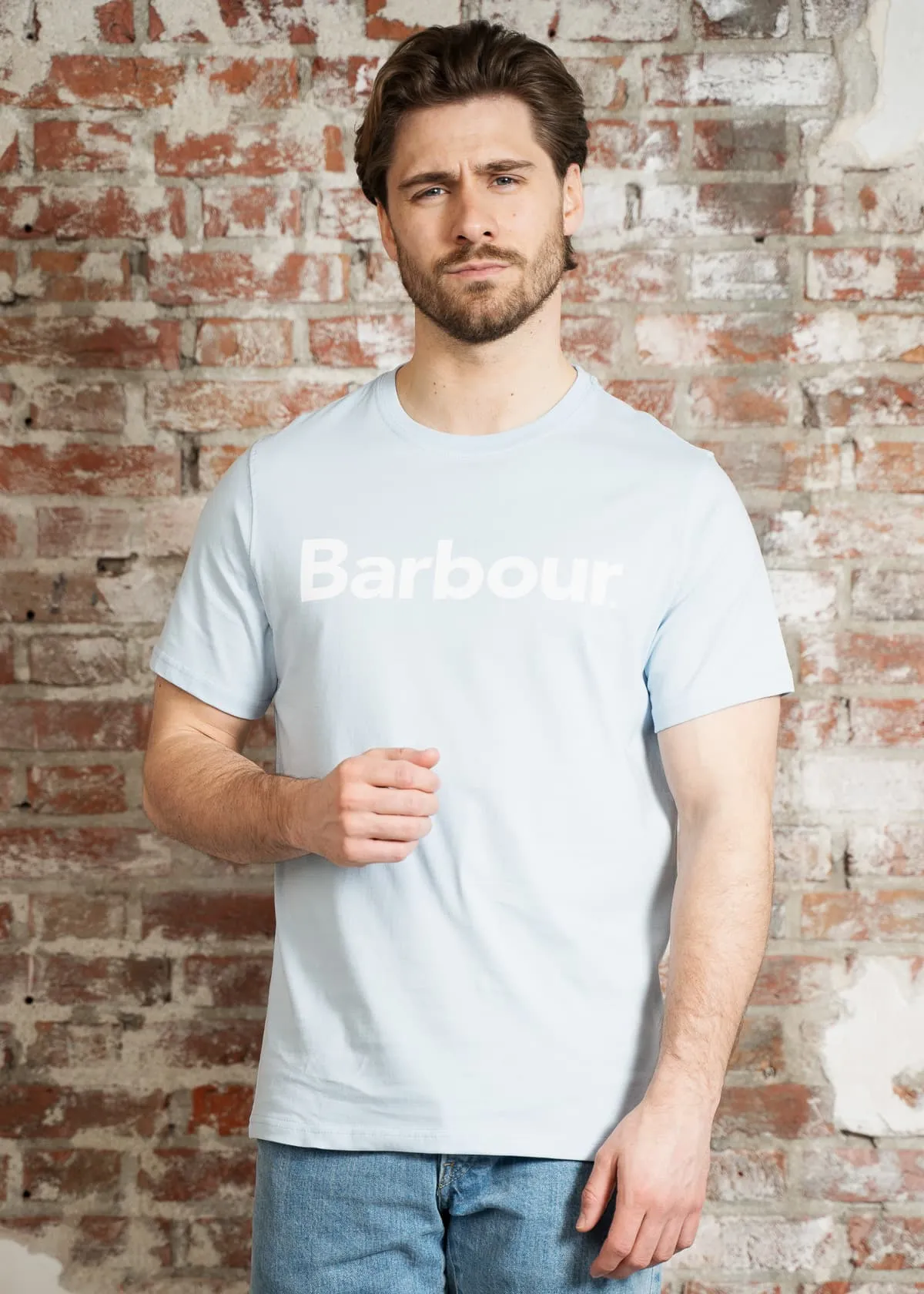 Barbour logo t-shirt - ocean sky