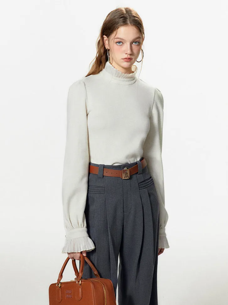 Bow-tie Gray Vest Pleated Knit Pants Slack Suit   Shirt