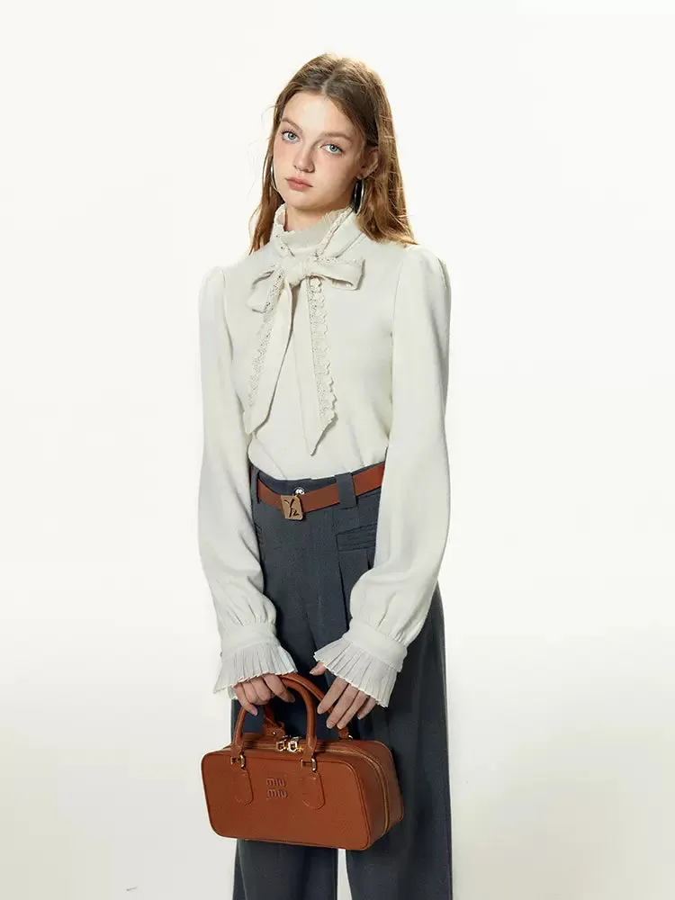 Bow-tie Gray Vest Pleated Knit Pants Slack Suit   Shirt