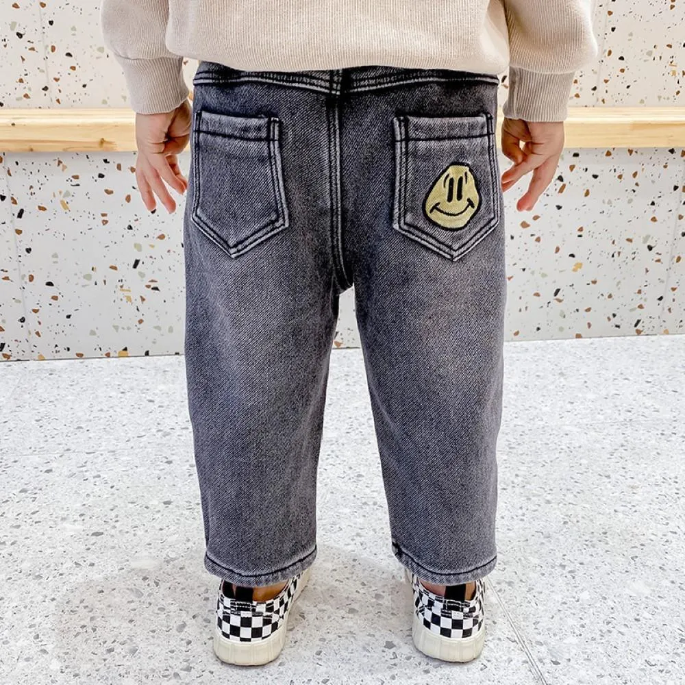 Boys Elastic Band Smile Printed Pants Wholesale Boys Jeans