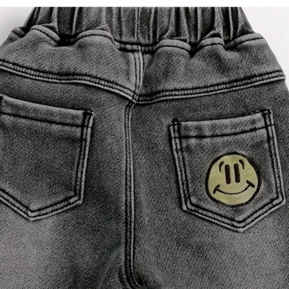 Boys Elastic Band Smile Printed Pants Wholesale Boys Jeans