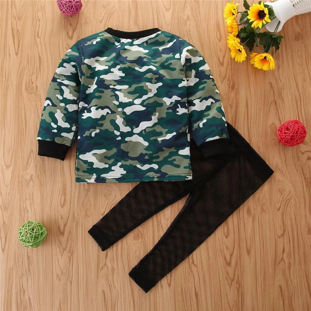 Boys Love Camouflage Pattern Top & Net Pants Boys Wholesale