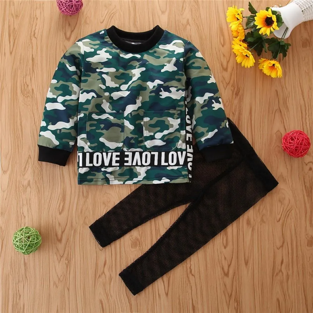 Boys Love Camouflage Pattern Top & Net Pants Boys Wholesale