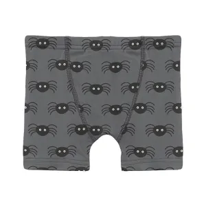 Boy's Print Bamboo Boxer Brief - Stone Spiders