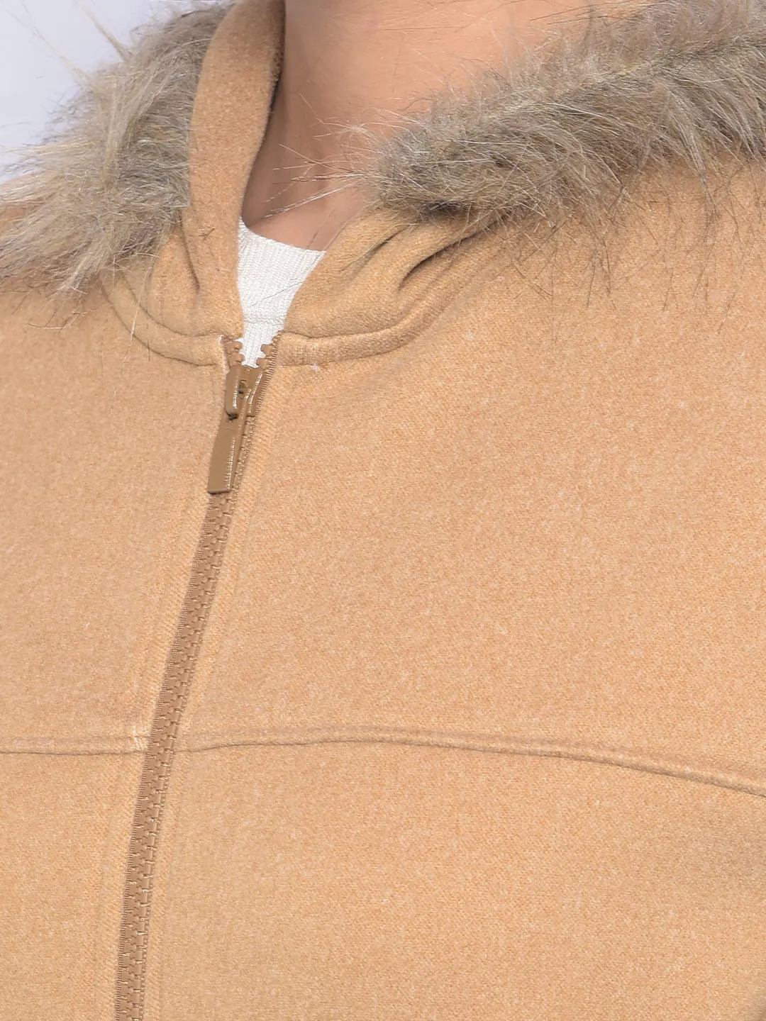 Brown Hoooded Front Open SweatShirts