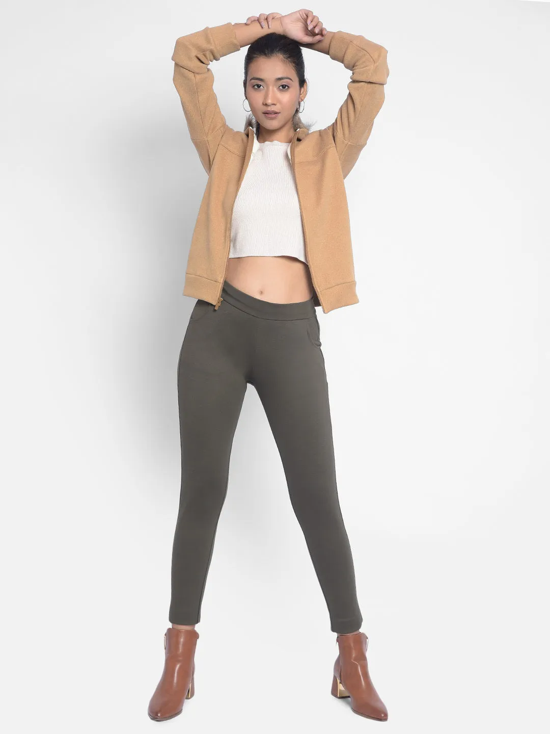 Brown Hoooded Front Open SweatShirts
