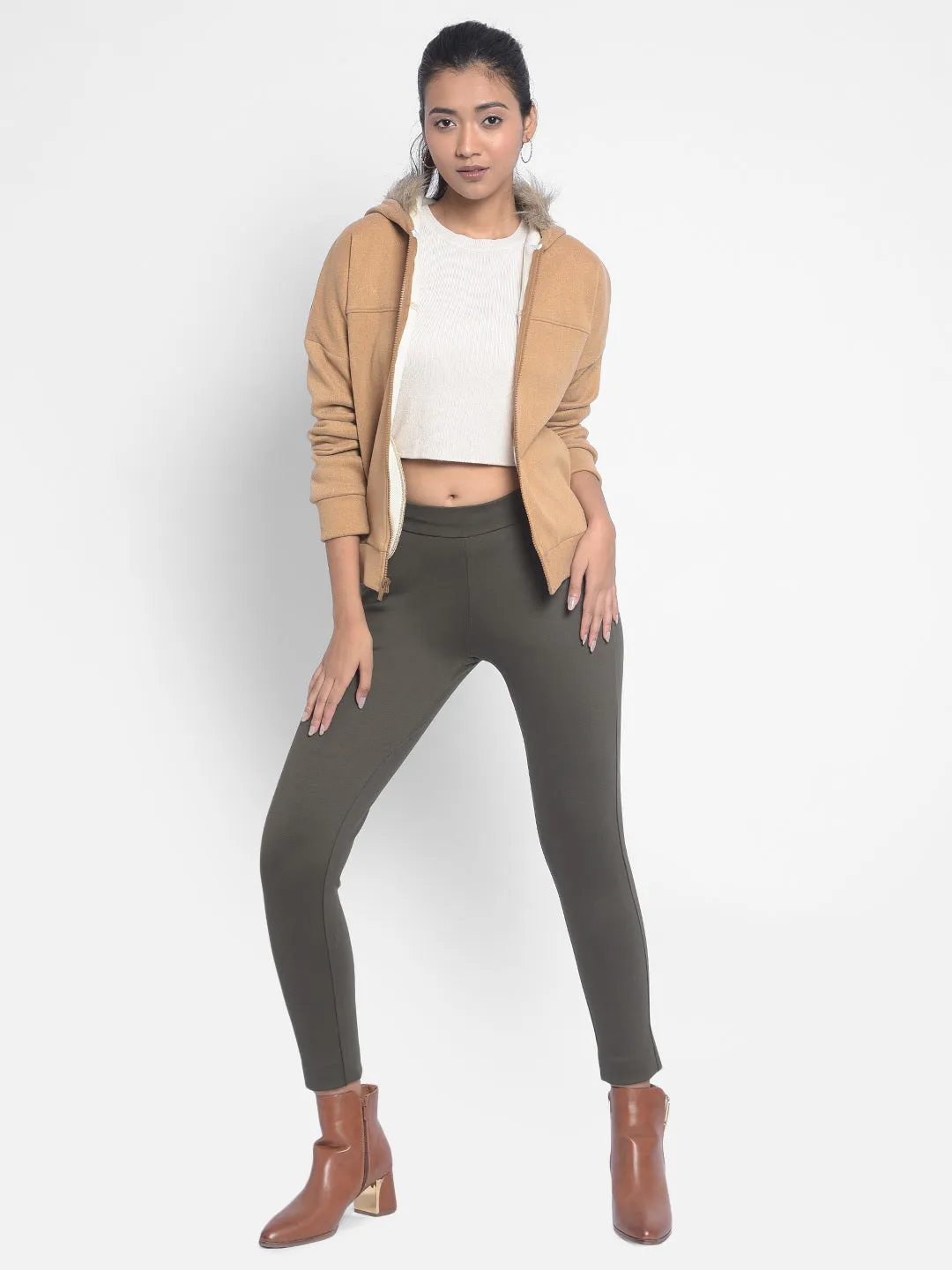 Brown Hoooded Front Open SweatShirts