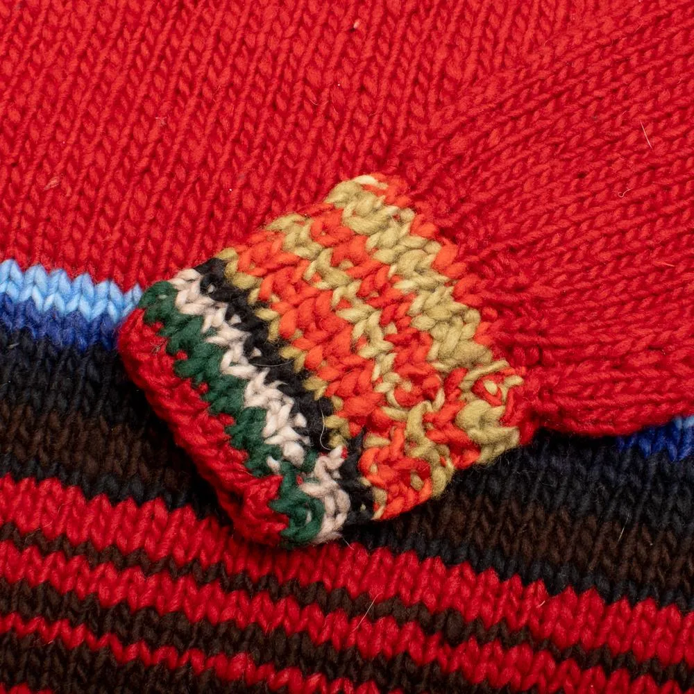 Chamula Serape Pullover Sweater Red