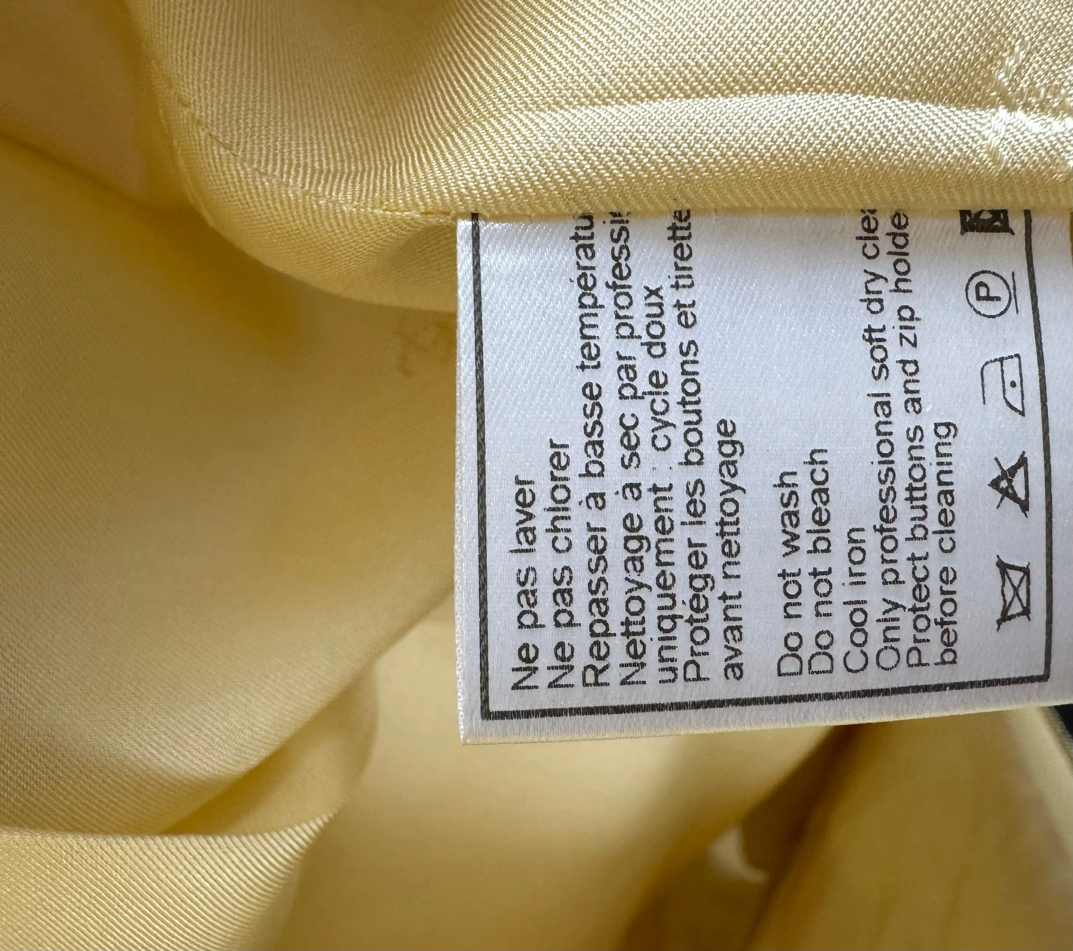 Chanel 01c Yellow Tweed Coat With Zip Detail Fr 38 (uk 10)