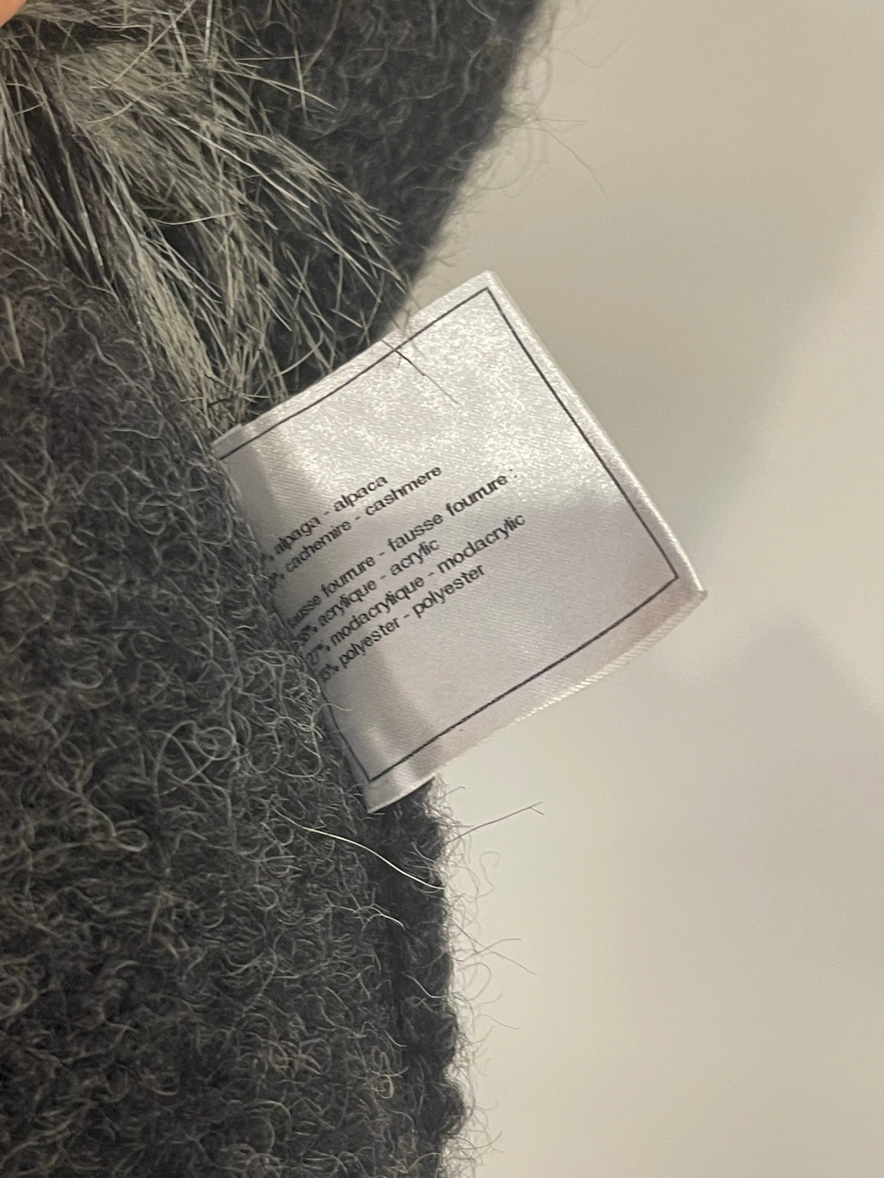 Chanel Dark Grey Cashmere And Alpaca Jacket With Pockets And Cc Logo Zip Detail Size Fr 40 (uk 12)