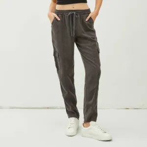 Charcoal Tencel Cargo Pants