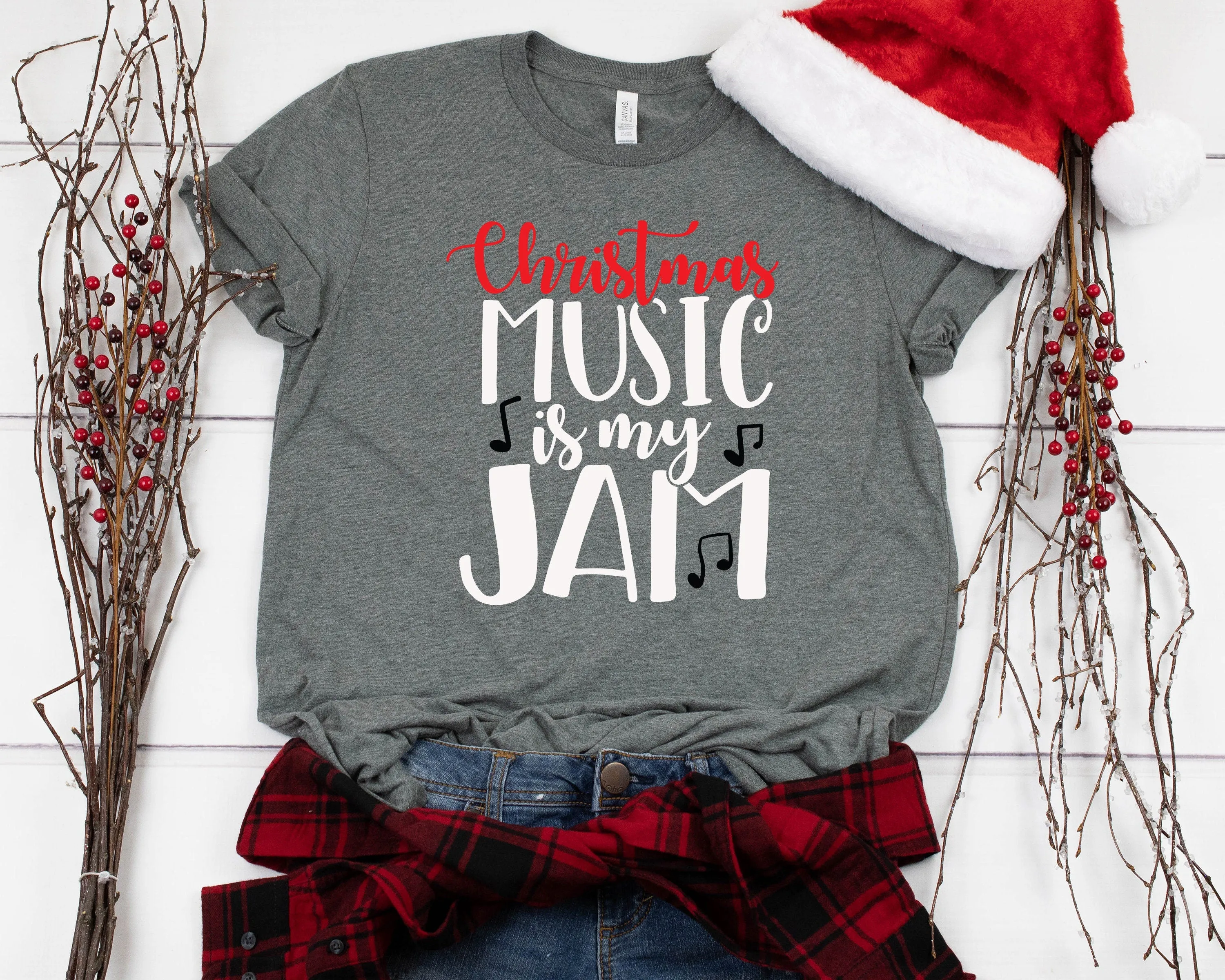 Christmas Music is My Jam Christmas Shirt - Funny Christmas Couple Shirt - Holiday Matching Shirt - Christmas Statement Shirt