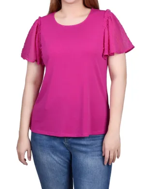 Clip Dot Flutter Sleeve Top - Petite