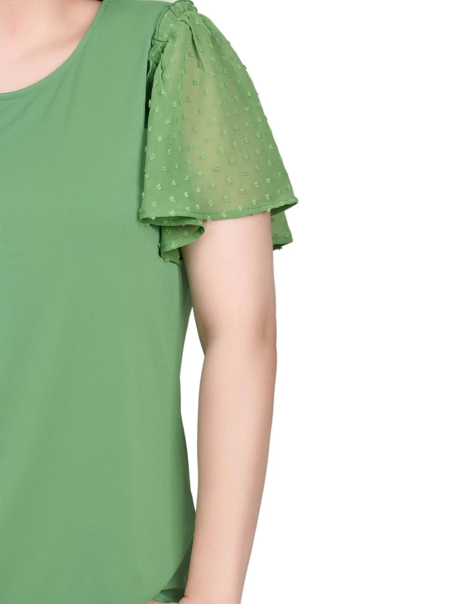 Clip Dot Flutter Sleeve Top - Petite