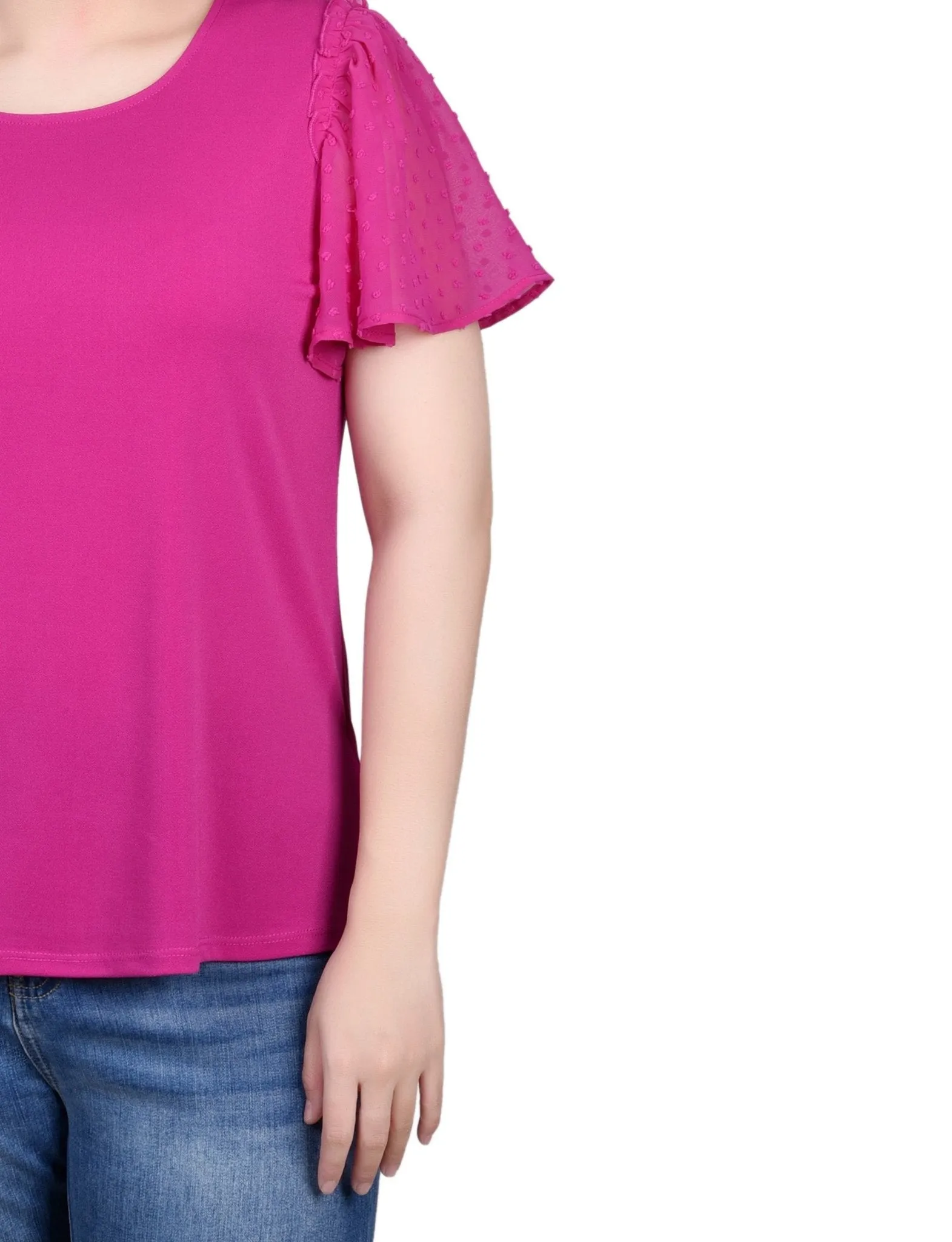 Clip Dot Flutter Sleeve Top - Petite