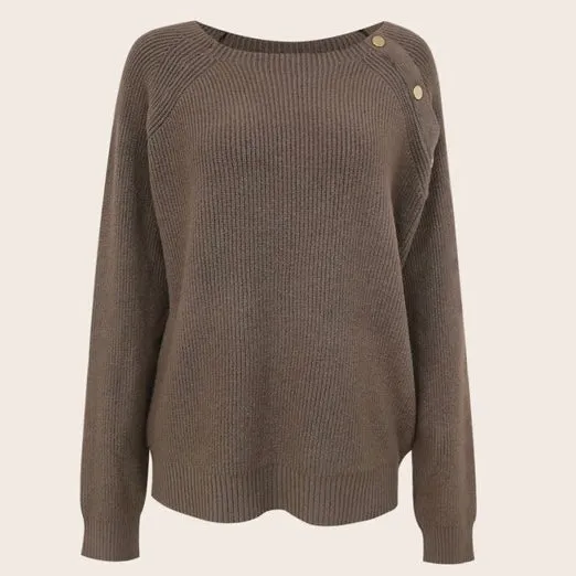 Cocoa Button Sweater
