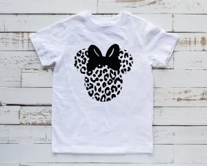 Custom Animal Print Minnie Mouse Youth T Shirt - Disney Cheetah Leopard Safari Kids T Shirts - Personalized Name Disney Shirt
