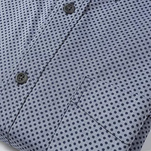 DBST Men's Shirts Long Sleeve Casual Button-Down Classic-Fit Printed Chambray Regular Work Shirt S-2XL