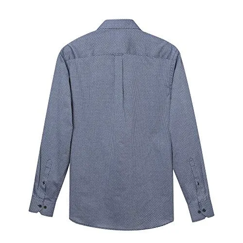 DBST Men's Shirts Long Sleeve Casual Button-Down Classic-Fit Printed Chambray Regular Work Shirt S-2XL