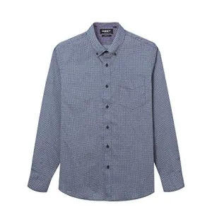 DBST Men's Shirts Long Sleeve Casual Button-Down Classic-Fit Printed Chambray Regular Work Shirt S-2XL