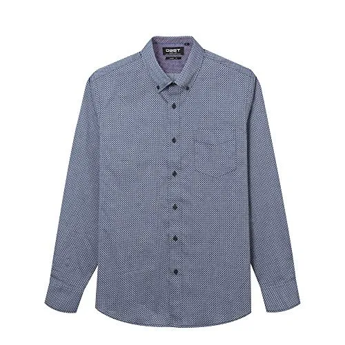 DBST Men's Shirts Long Sleeve Casual Button-Down Classic-Fit Printed Chambray Regular Work Shirt S-2XL
