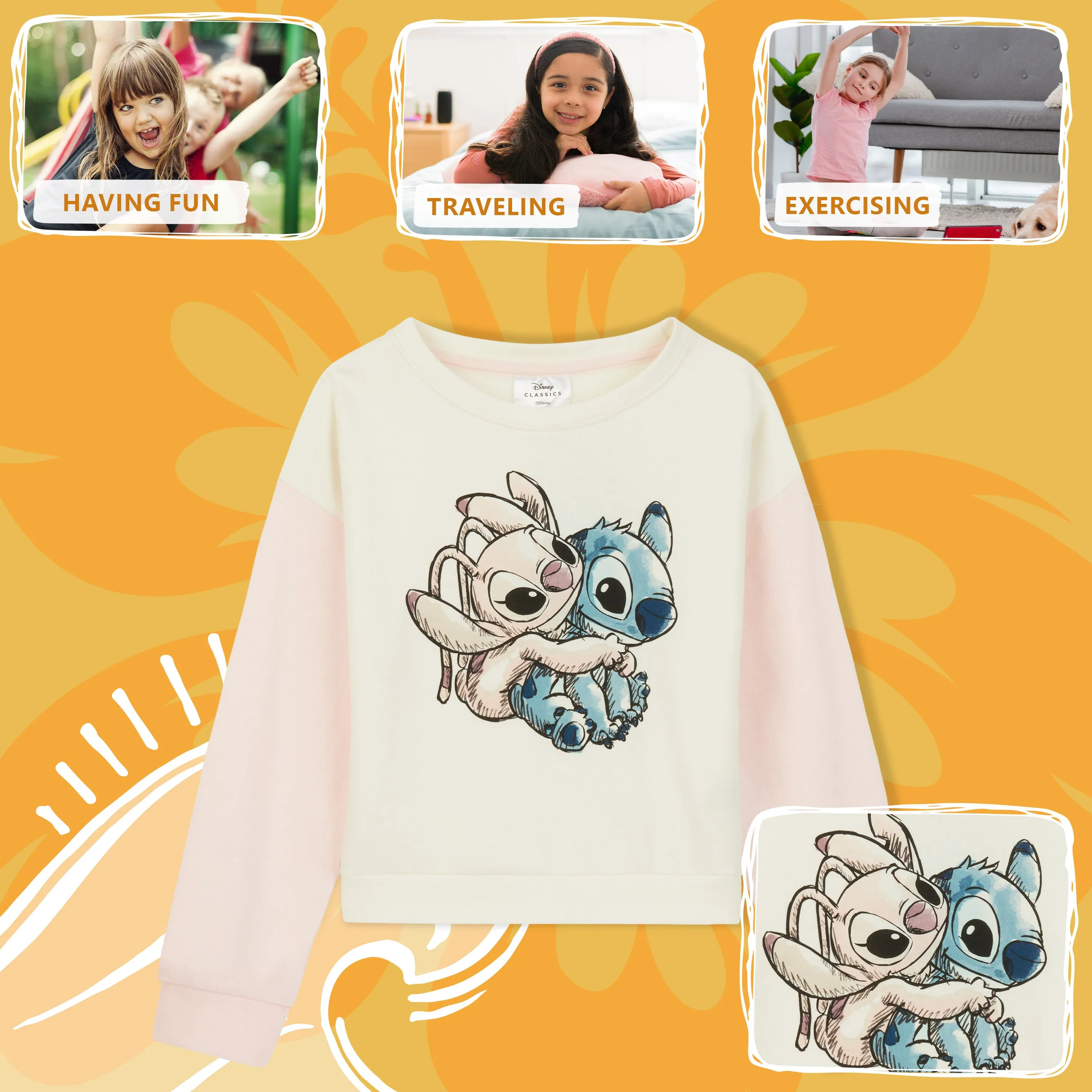 Disney Stitch Hoodie for Girls - Cropped Sweatshirt Fashion Top for Girls and Teenagers 7-14 Years - Stitch Gifts