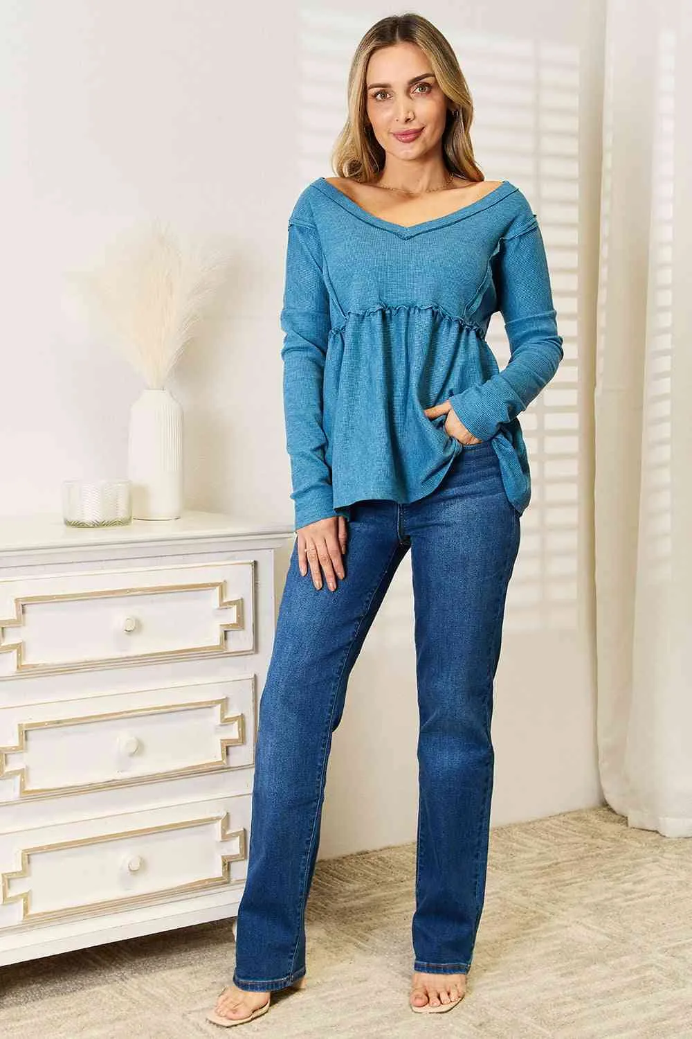Dolly Frill Trim Babydoll Blouse