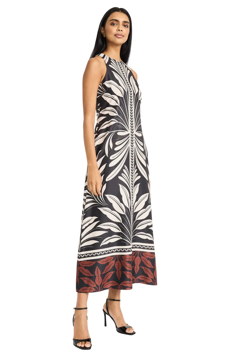 Donna Morgan For Maggy London Raye Leaf Print Maxi Dress