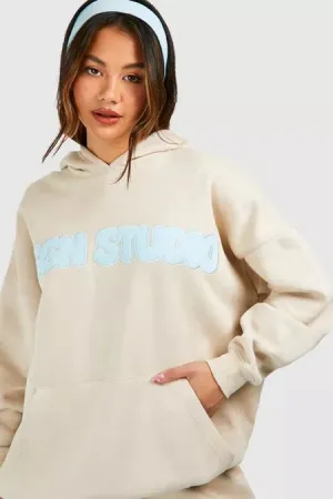 Dsgn Studio Applique Oversized Hood For Women-Bho-2380-Stone