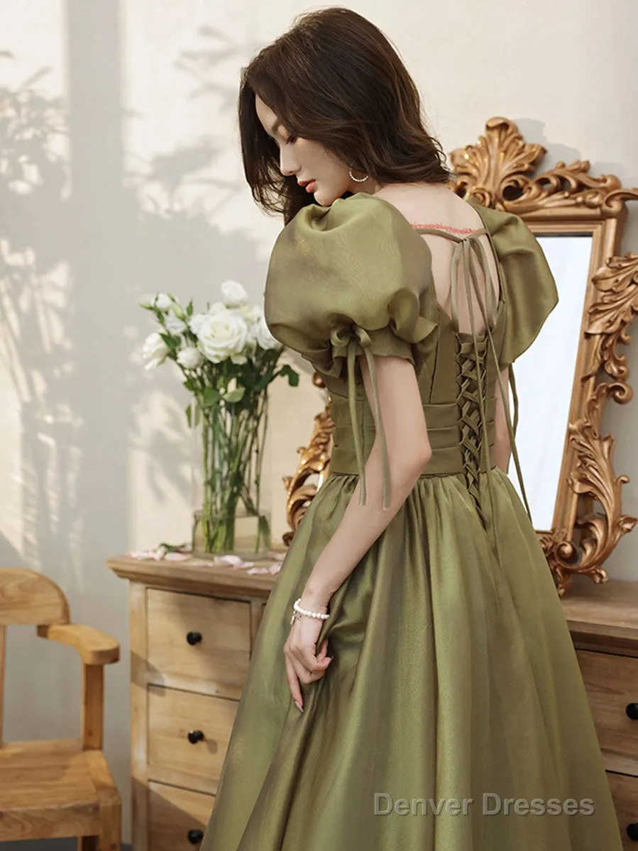Elegant Green Tulle Long Prom Dress, Green Tulle Formal Dress
