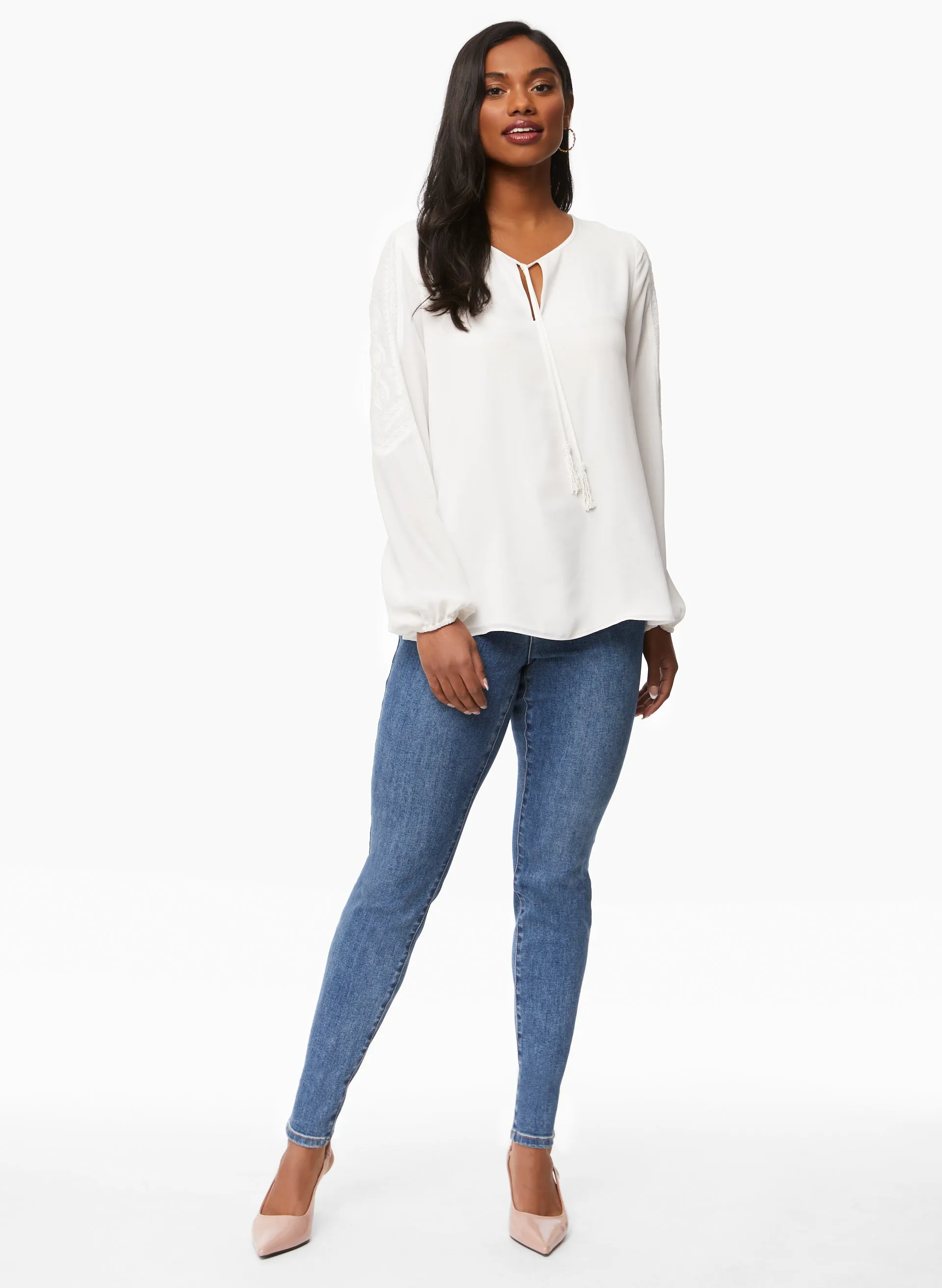 Embroidered Puff Sleeve Blouse