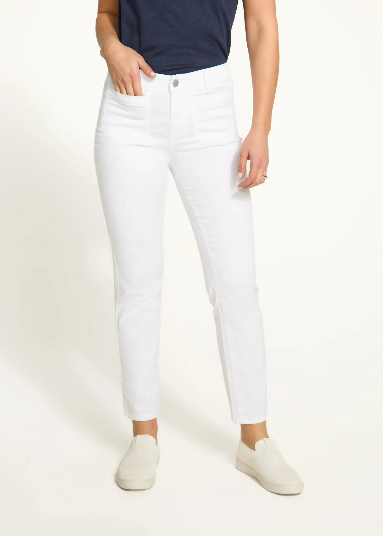 FDJ Christina Straight Leg Denim, White