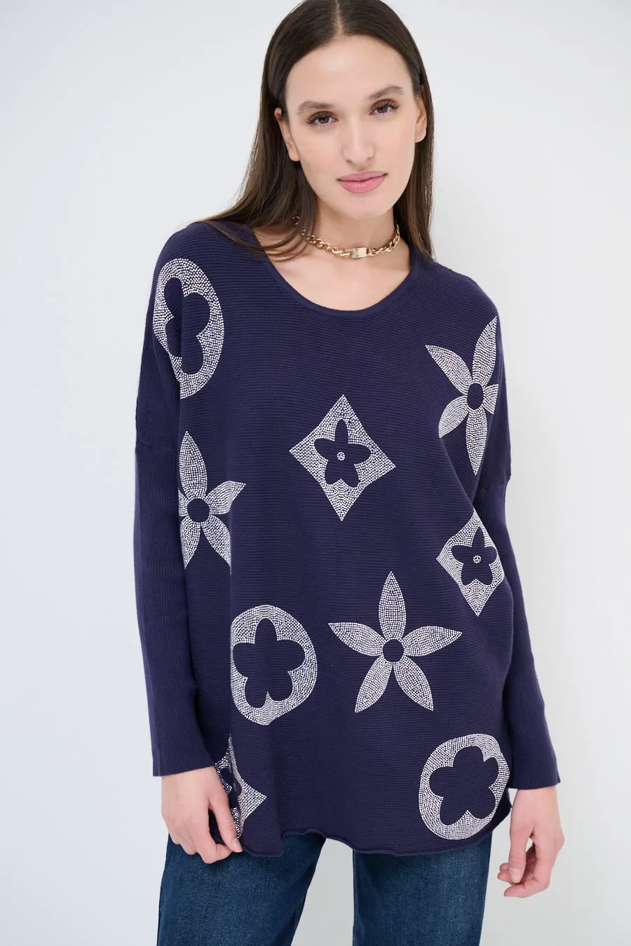 Floral print long-sleeve tunic wholesale