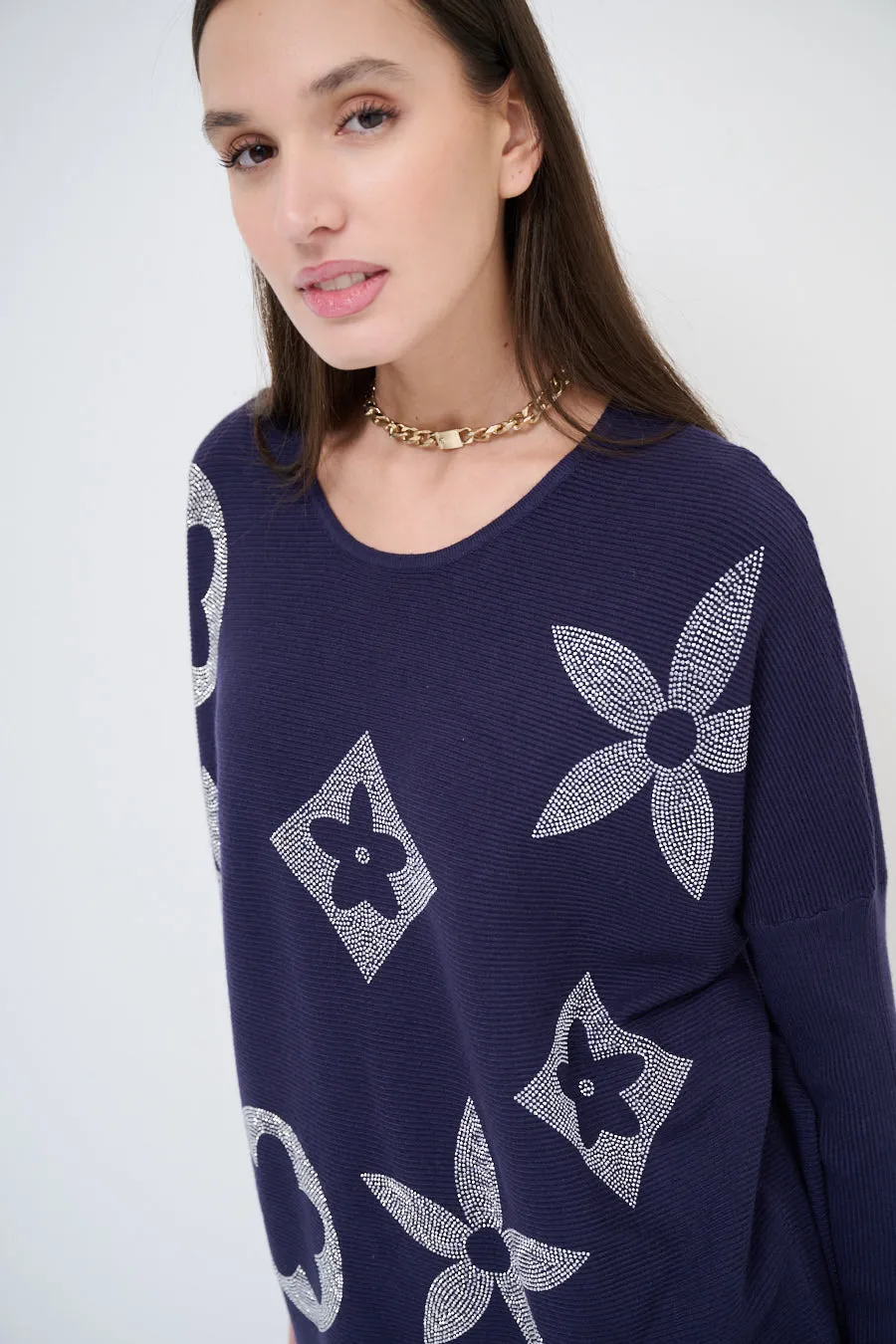 Floral print long-sleeve tunic wholesale