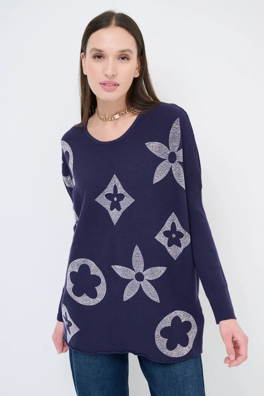 Floral print long-sleeve tunic wholesale