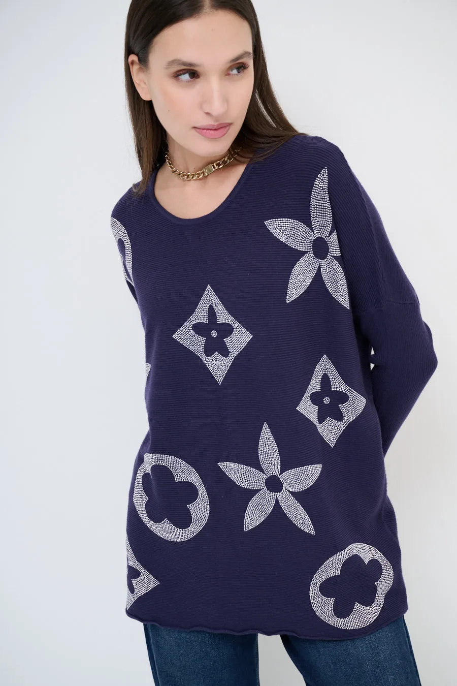 Floral print long-sleeve tunic wholesale
