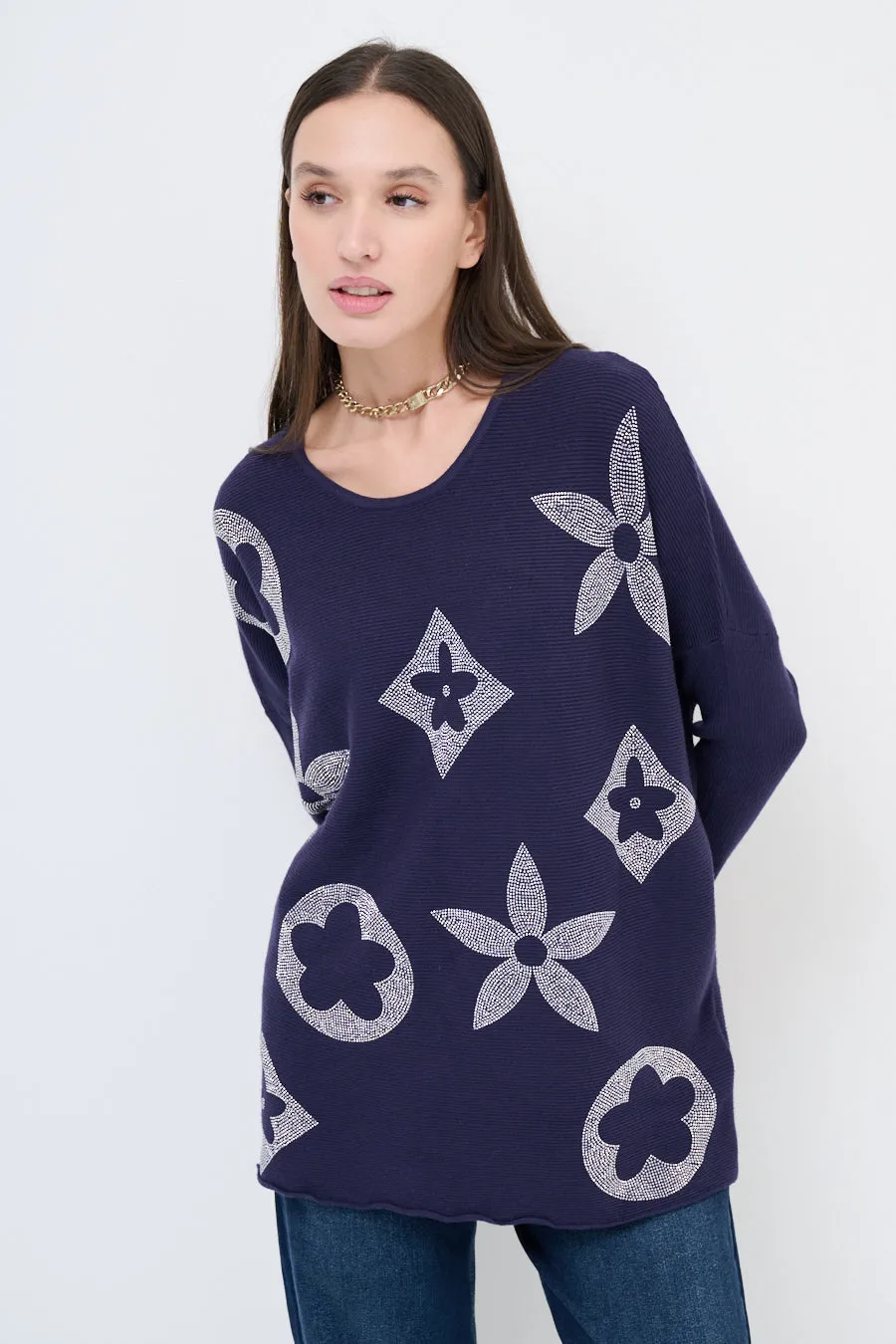 Floral print long-sleeve tunic wholesale