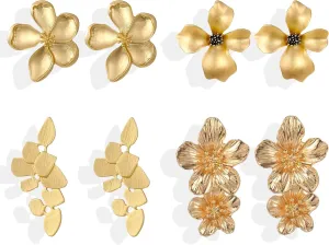 Flower Earrings for Women Gold Flower Earrings Large Flower Statement Earrings Spring Dresses Outfits Trendy Jewelry Accessories