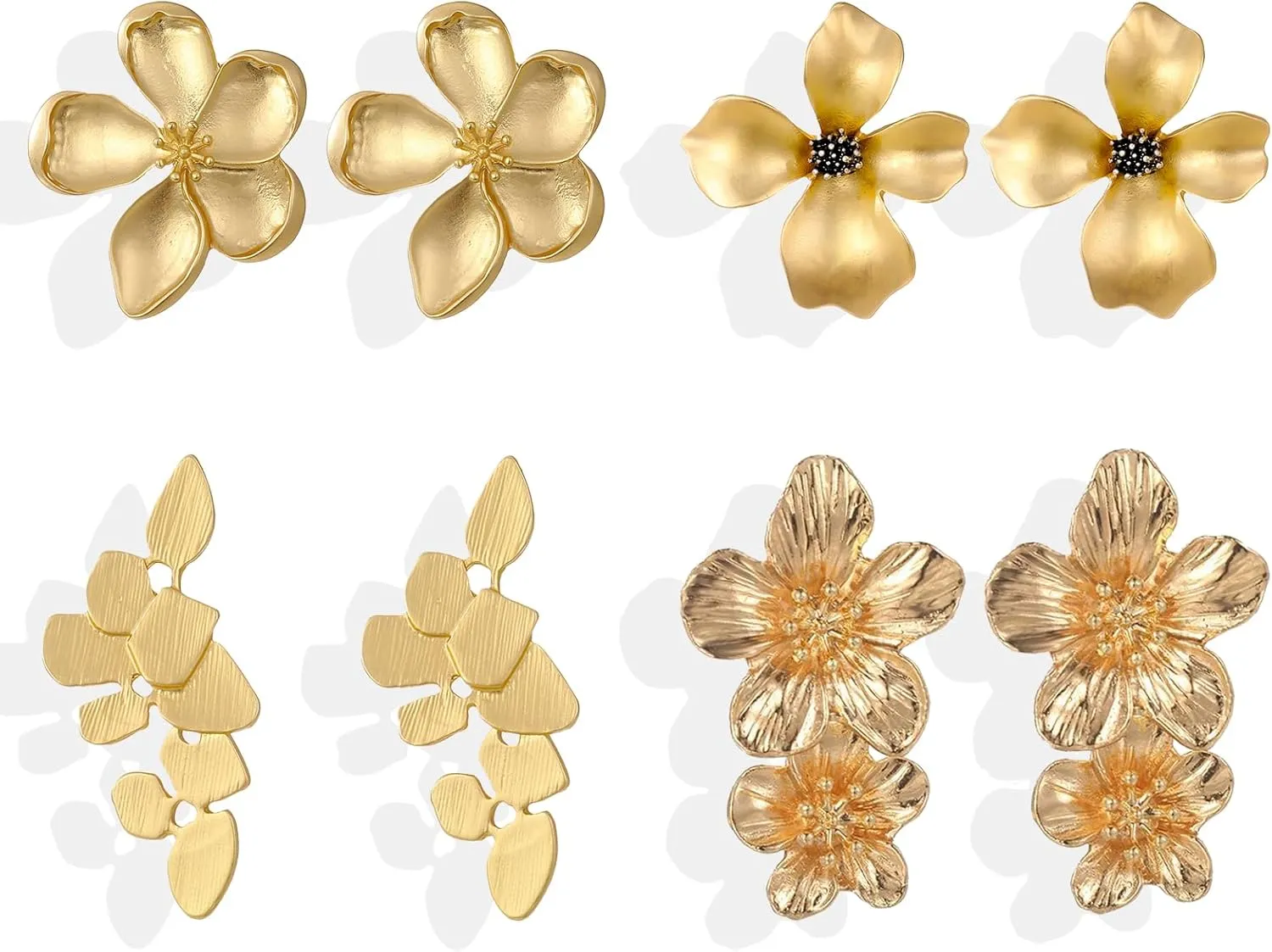 Flower Earrings for Women Gold Flower Earrings Large Flower Statement Earrings Spring Dresses Outfits Trendy Jewelry Accessories