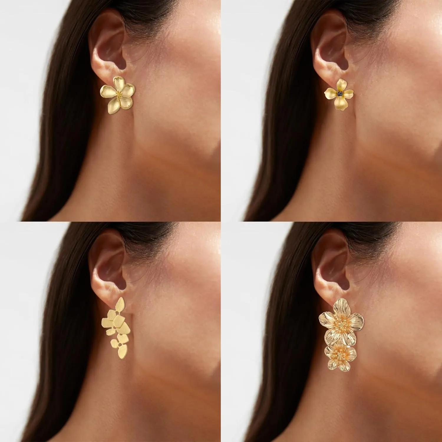 Flower Earrings for Women Gold Flower Earrings Large Flower Statement Earrings Spring Dresses Outfits Trendy Jewelry Accessories