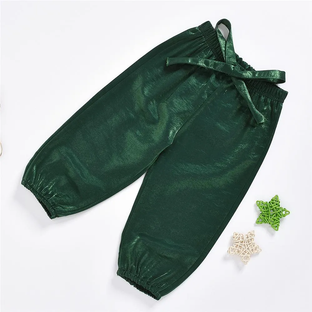 Girls Green Zipper Beaded Long Sleeve Jacket & Pants Wholesale Girl