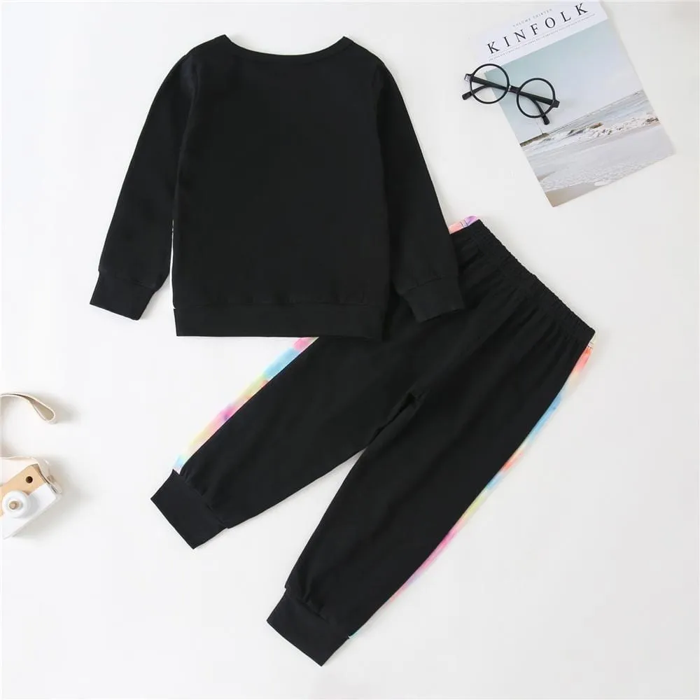 Girls Long Sleeve Tie Dye Color Block Top & Pants Kids Wholesale Clothing Warehouse